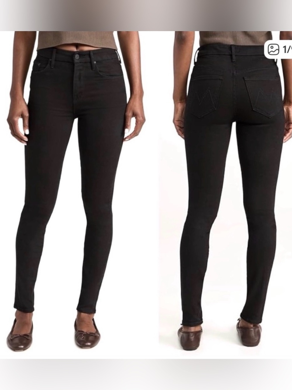 MOTHER High Waisted Looker Skimp Jeans Black Size 27 “lasting Impression”